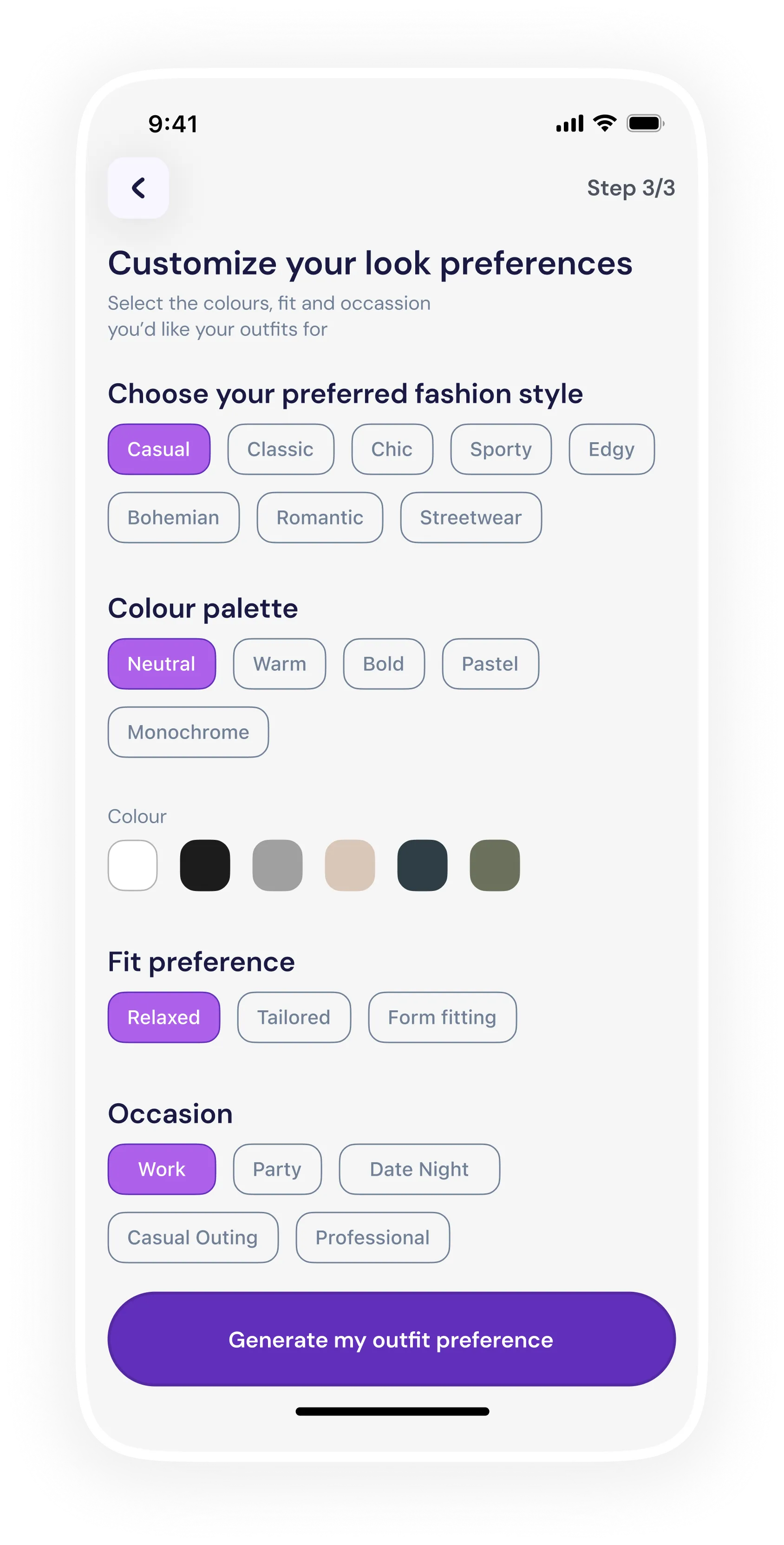 Customize your look preferences