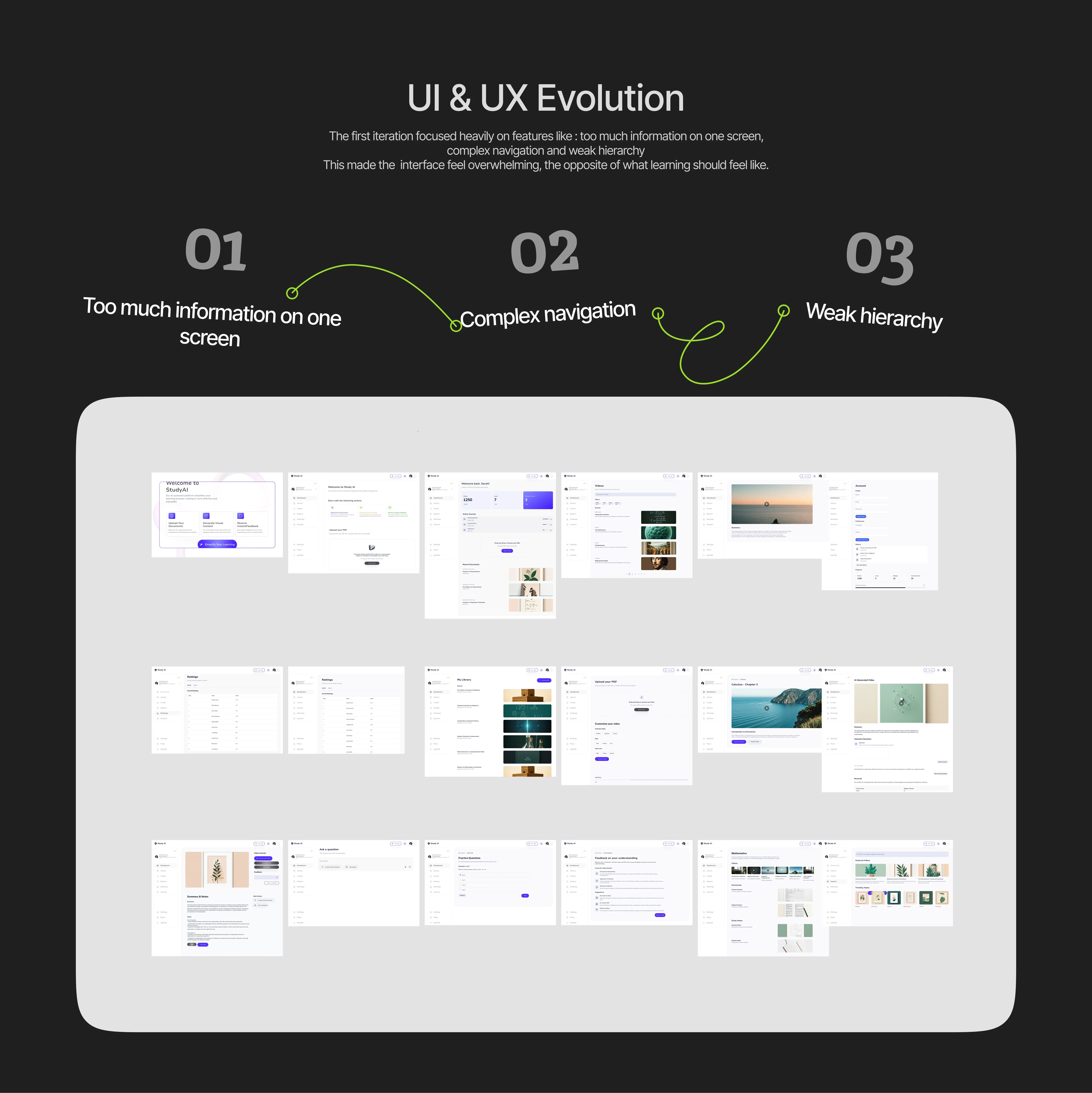 UI Evolution — design progression and iterations