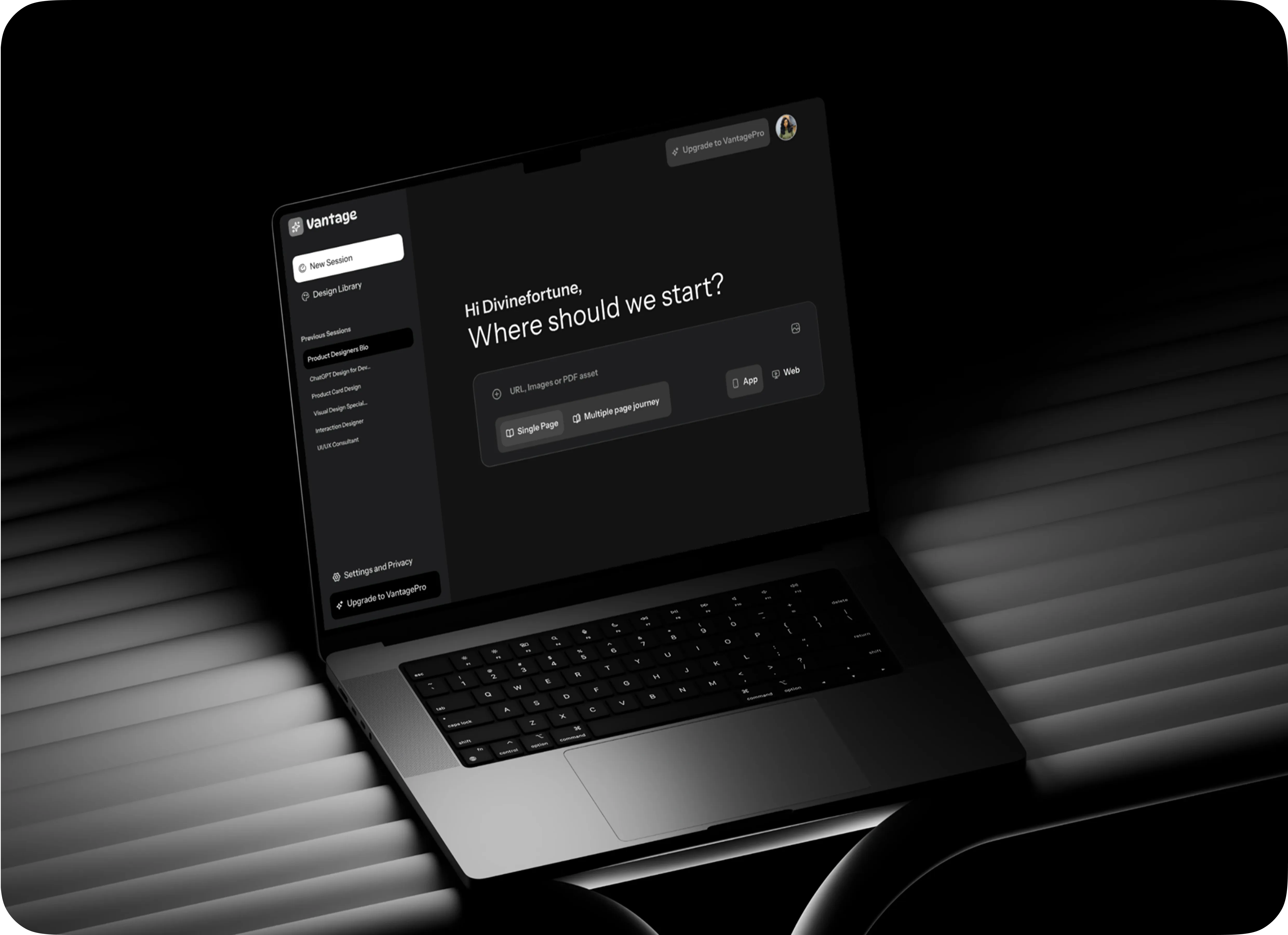 Upload and Prompt screen — adding a design for review